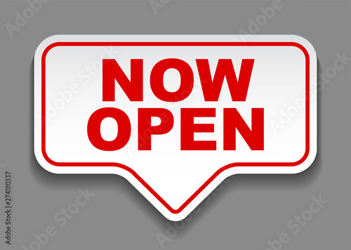 red vector banner now open