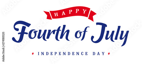 Fourth of July, United States of America Independence Day vintage card. 4th of July logo design for typography banner or poster. Vector calligraphic Illustration
