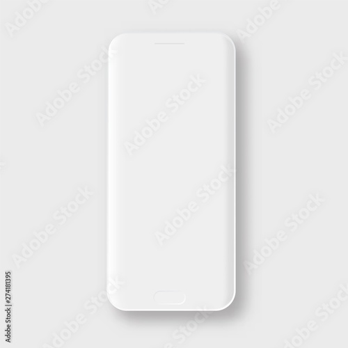 White mobile phone . Clay smartphone mockup. 