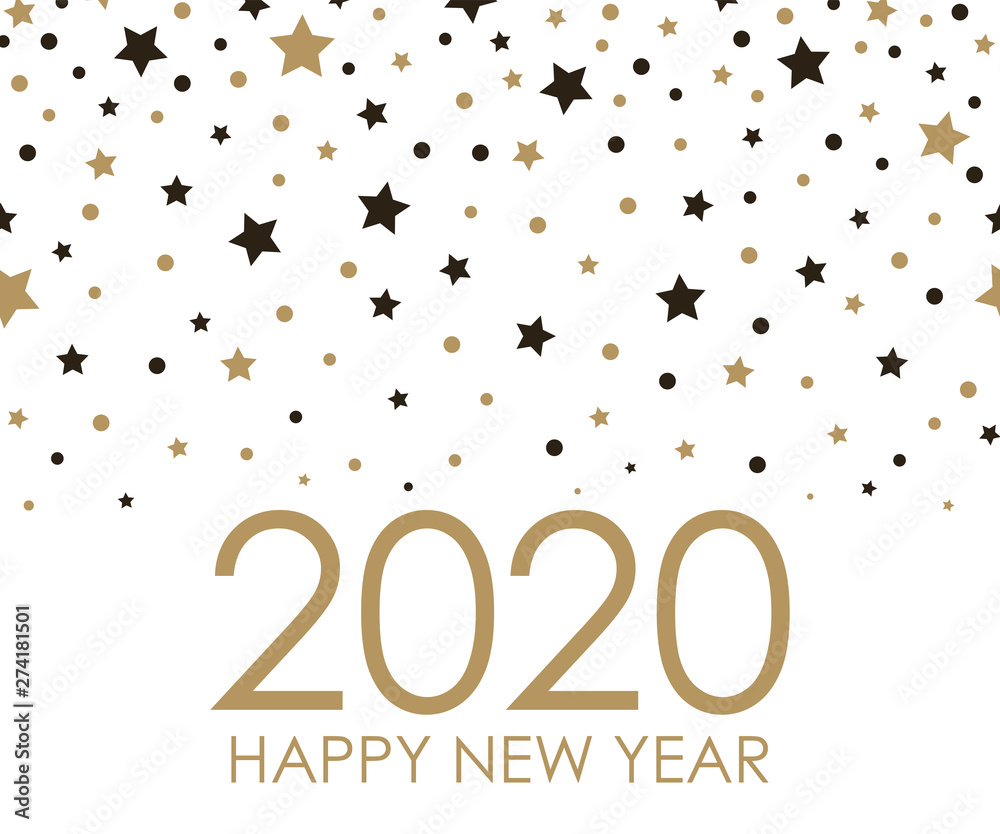 Obraz premium 2019 Happy New Year. Card for your design with stars isolated on white background.