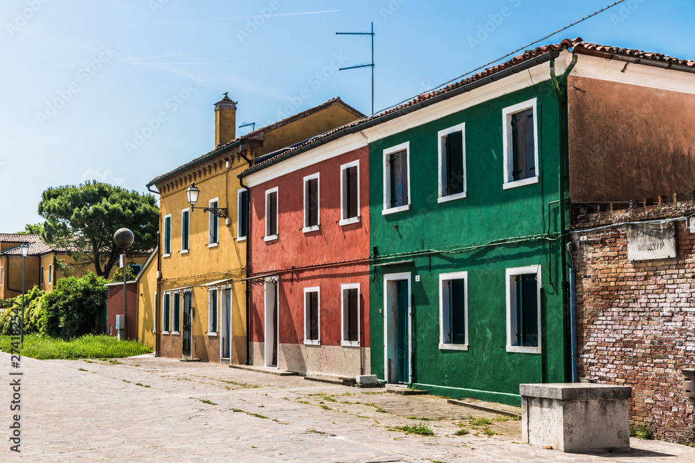 Bright houses on a small street Bright houses on a small street
