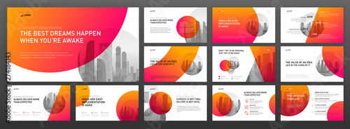 Power point presentation templates set. Use for modern keynote presentation background, brochure design, website slider, landing page, annual report, company profile.