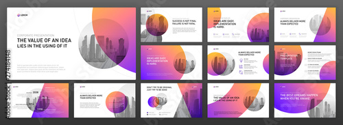 Power point presentation templates set. Use for modern keynote presentation background, brochure design, website slider, landing page, annual report, company profile.