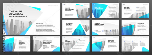 Powerpoint presentation templates set. Use for modern keynote presentation background, brochure design, website slider, landing page, annual report, company profile.
