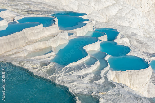 Natural travertine pools and terraces in Pamukkale. Cotton castle in southwestern Turkey photo