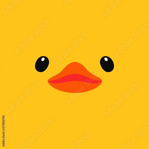 cute little duck face mascot colour version vector illustration