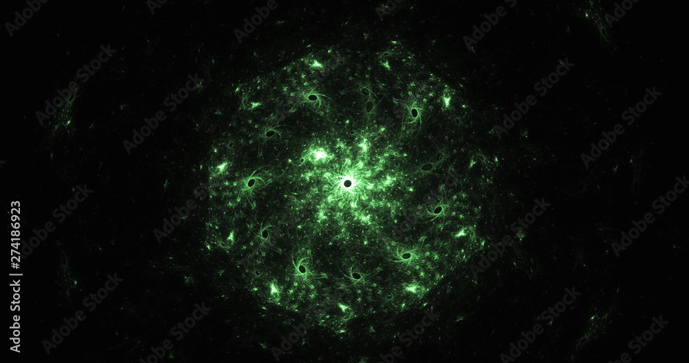 Fototapeta premium 3D rendering abstract green fractal light background