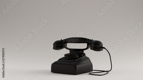 Black Vintage Telephone 3d illustration 3d render