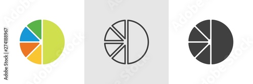 Chart pie, diagram icon. Line, glyph and filled outline colorful version, Financial Pie chart outline and filled vector sign. Symbol, logo illustration. Different style icons set. Vector graphics