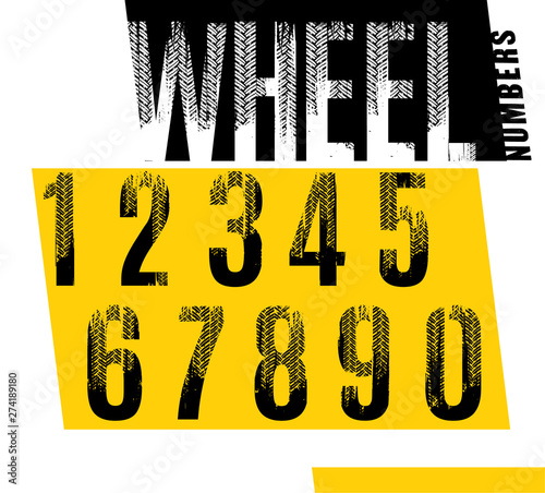 Wheel. Grunge tire numbers.