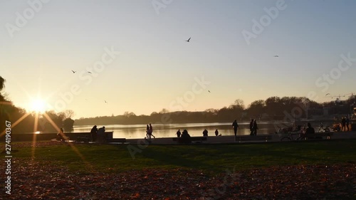 Timelapse of a sunset at a beautiful lake in Germany. photo