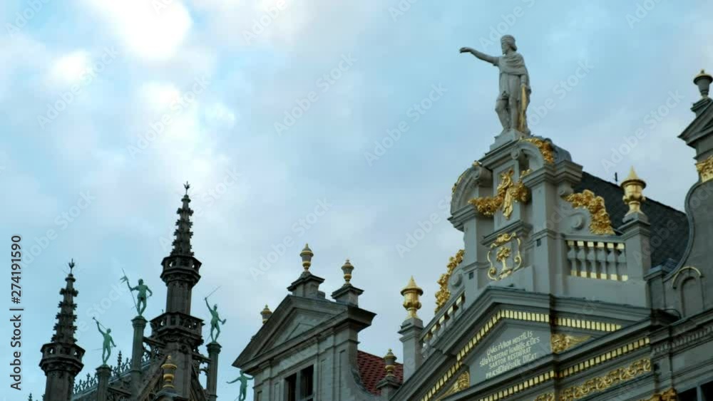 Time-lapse of clouds passing the ornate rooftops of Grand Place in Brussels Time-lapse of clouds passing the ornate rooftops of Grand Place in Brussels