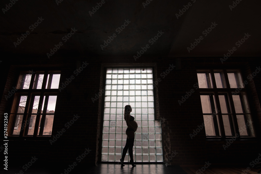 Portrait of a pregnant girl near the window Portrait of a pregnant girl near the window