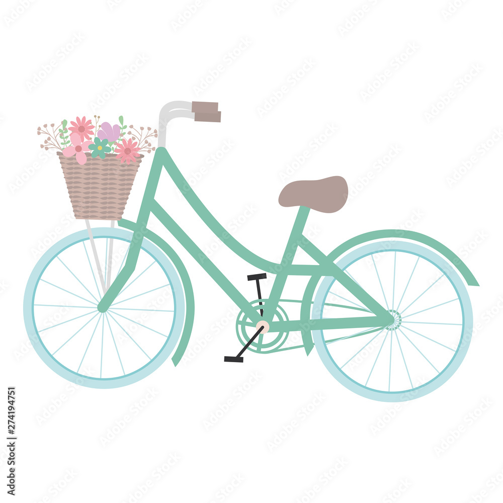 retro bicycle with basket and floral decoration