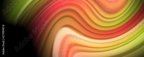 Modern rainbow liquid color flow colorful poster. Wave Liquid shape in black color background. Abstract composition