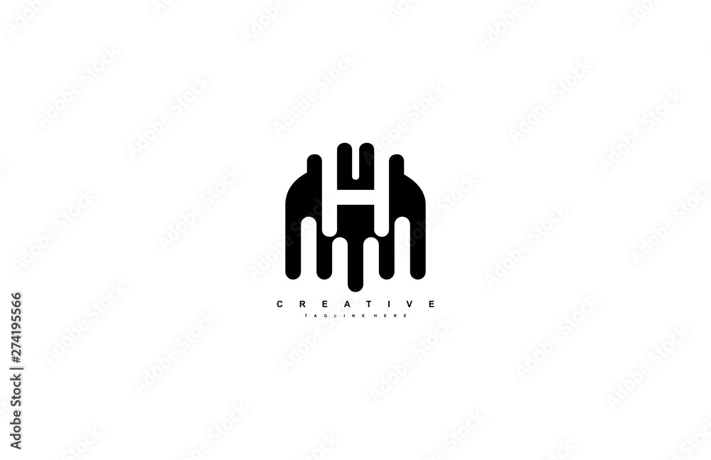 abstract initial H letter transisition element shape logo design