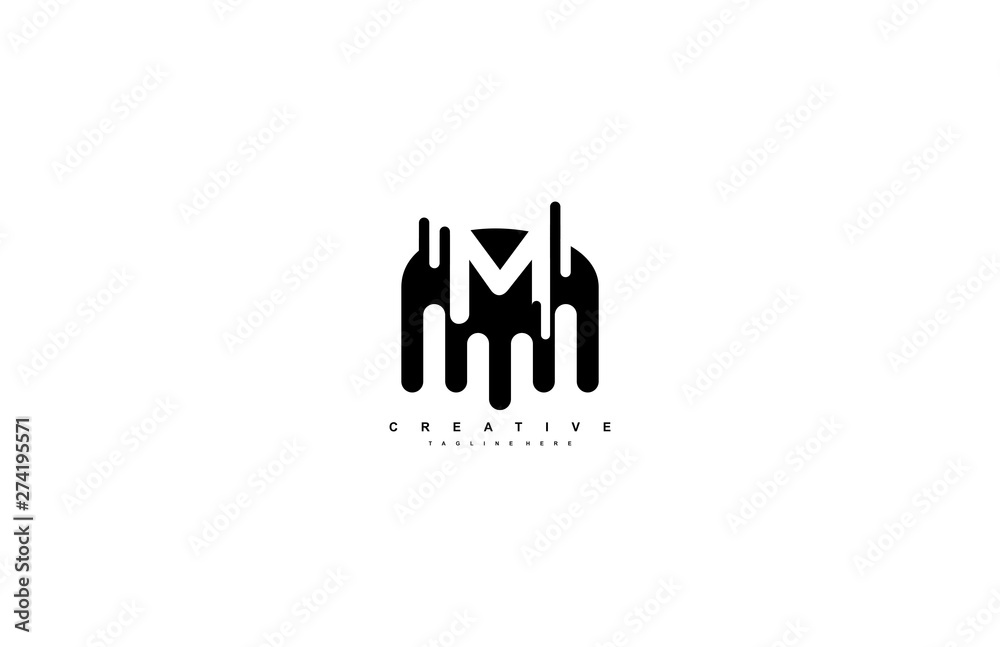 abstract initial M letter transisition element shape logo design