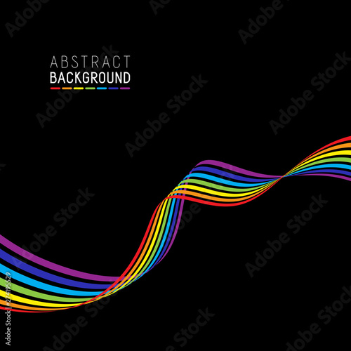 Abstract Simple Background Rainbow Line on Black Backdrop.