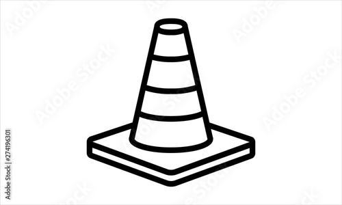 Traffic cone icon for road safety and warning concepts