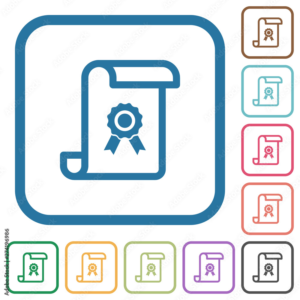 Scroll with certificate simple icons Scroll with certificate simple icons
