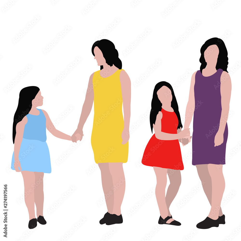 vector, isolated in a flat style, mom and daughter, without a face vector, isolated in a flat style, mom and daughter, without a face