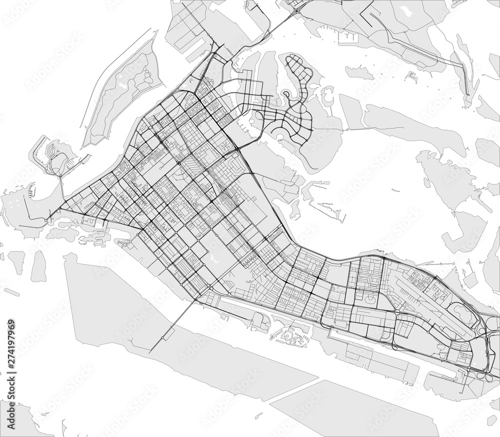 Obraz premium vector map of the city of Abu Dhabi, United Arab Emirates (UAE), Emirate of Abu Dhabi