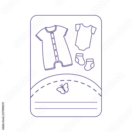 Vector illustration with baby clothes. Slip, socks