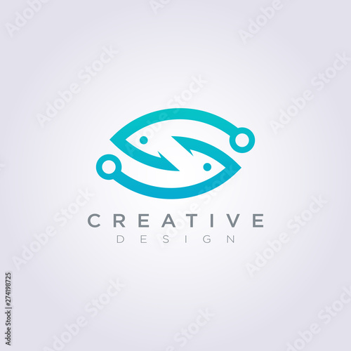 Hook Fish Illustration Design Clipart Symbol Logo Template