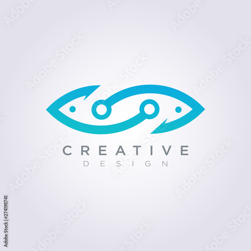 Hook Fish Illustration Design Clipart Symbol Logo Template
