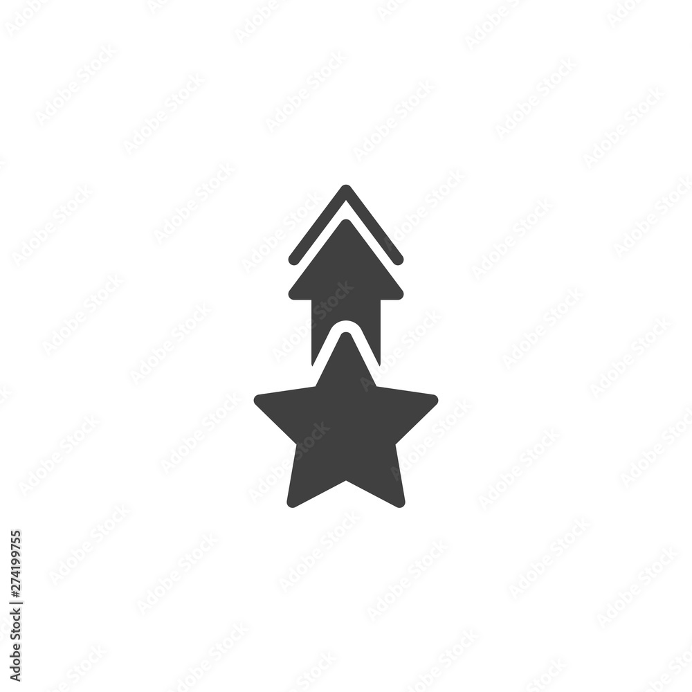 Star with arrow up vector icon. filled flat sign for mobile concept and web design. Start up glyph icon. Symbol, logo illustration. Vector graphics Star with arrow up vector icon. filled flat sign for mobile concept and web design. Start up glyph icon. Symbol, logo illustration. Vector graphics