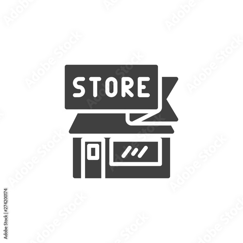 Store building vector icon. filled flat sign for mobile concept and web design. Shop glyph icon. Symbol, logo illustration. Vector graphics