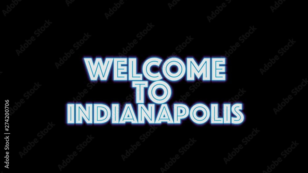 welcome to Indianapolis . blue glowing Text neon light glowing on black background. Glowing large text concept. greeting sign welcome to Indianapolis . blue glowing Text neon light glowing on black background. Glowing large text concept. greeting sign
