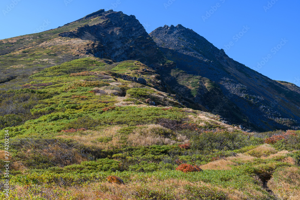 Obraz premium 康新道から見た初秋の鳥海山