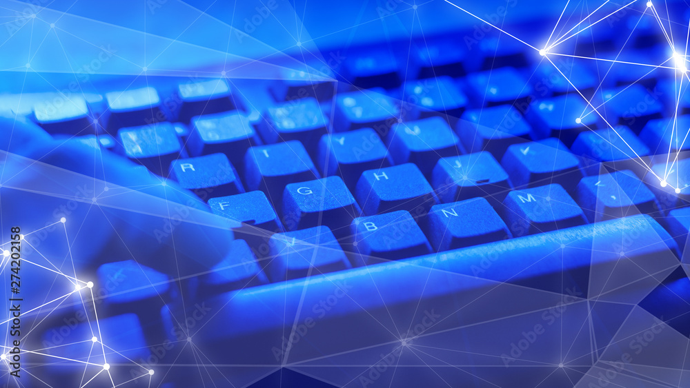 Obraz premium Science tech abstract concept, random dots and lines connected