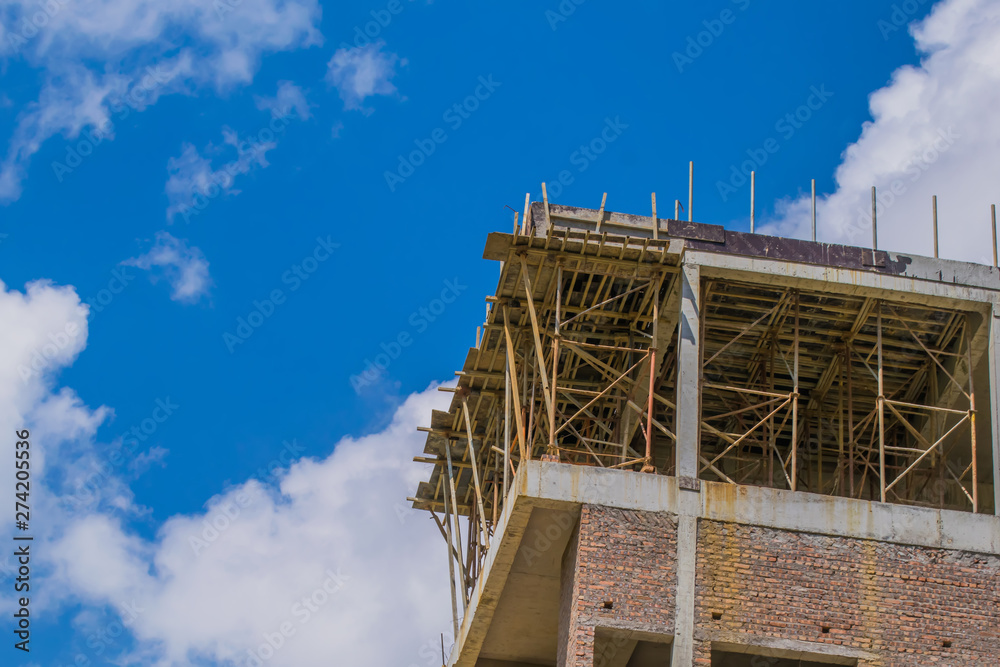 Construction site with blue sky