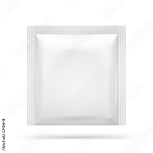 Blank sachet packaging for food, cosmetic and hygiene. Vector illustration on white background. Ready for your design. EPS10.	