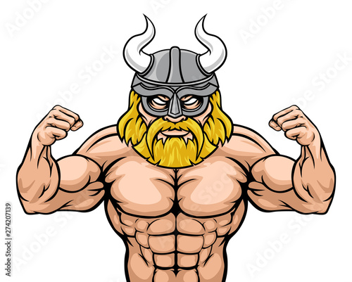 A Viking warrior gladiator cartoon sports mascot