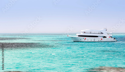 White sandy island seascape Red Sea Motor Yacht Egypt, Ras Mohamed Africa. © Emoji Smileys People