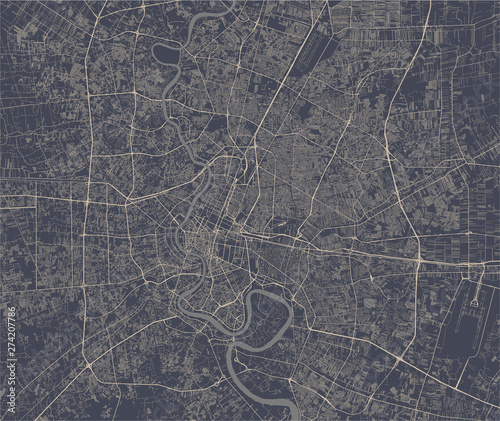 vector map of the city of Bangkok, Krung Thep Maha Nakhon, Kingdom of Thailand