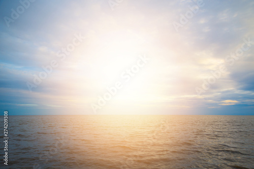 water and blue sky before sunset