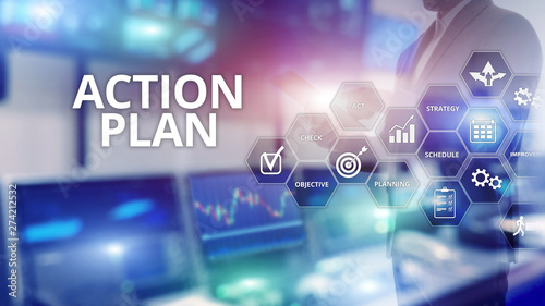 Fototapeta Naklejka Na Ścianę i Meble -  Action Plan Strategy Planning Vision Direction. Financial concept on blurred background.