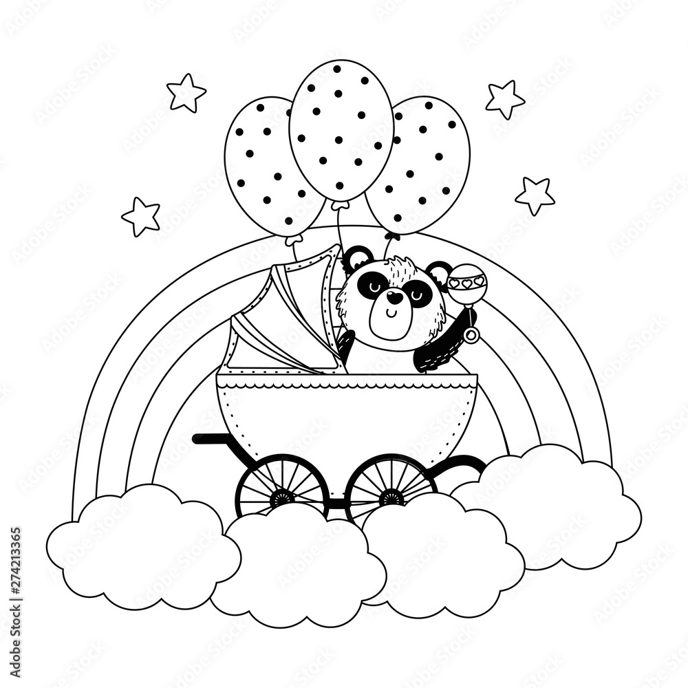 Panda and baby shower symbol design