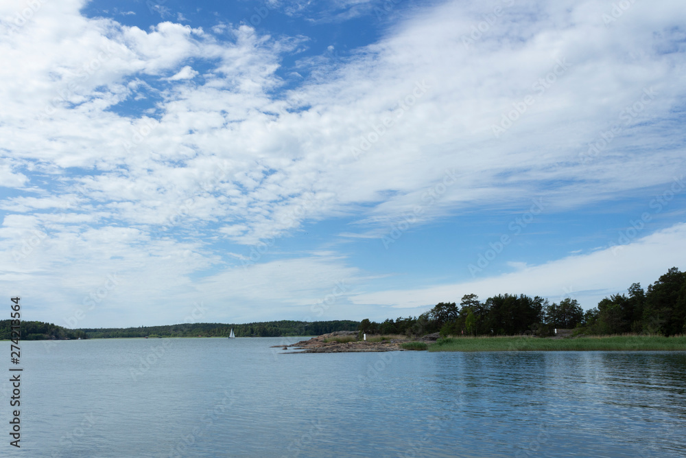 Finland's sea summer landscape near the city of Turku Abo on Ruissalo island on a summer day. Northern beauty of Finland. Finland's sea summer landscape near the city of Turku Abo on Ruissalo island on a summer day. Northern beauty of Finland.