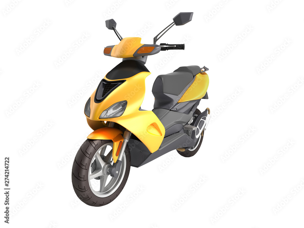 Yellow moped scooter Transport wheel 3d render on white no shadow Yellow moped scooter Transport wheel 3d render on white no shadow