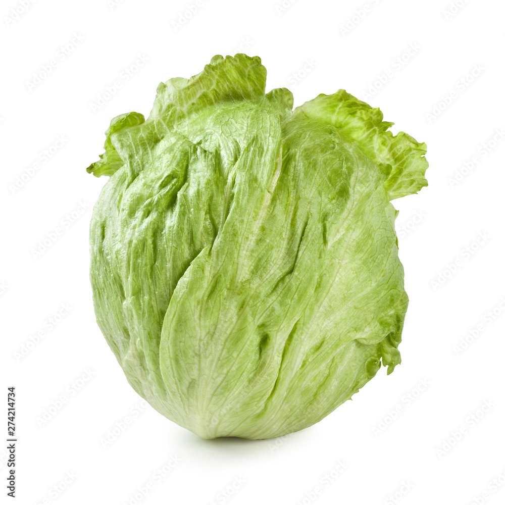 Fototapeta premium Lettuce Iceberg Crisphead, Iceberg, Lactuca sativa, isolated on white background