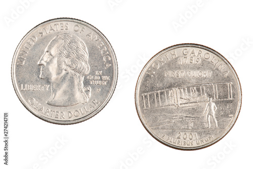 North Carolina 2001p State Commemorative Quarter isolated on a white background