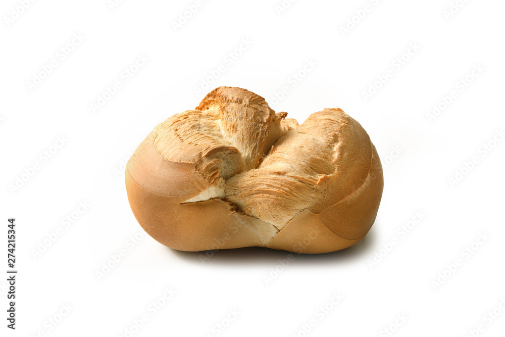 Fototapeta premium Bread from Sicily, Isolated on White Background – Traditional Italian Panino, Hard Bread Handmade Type 