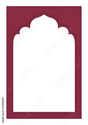 Indian frame with leaves texture on white background - Vector