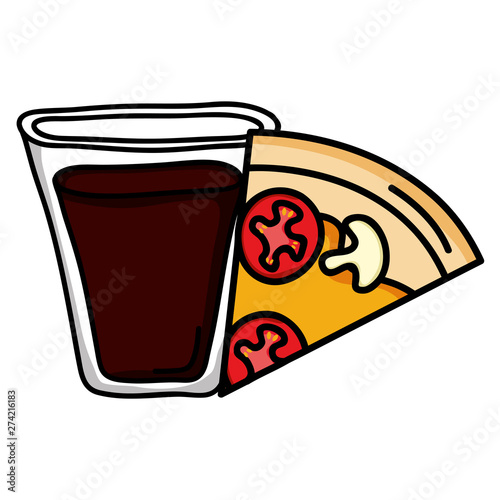 delicious italian pizza and soda glass