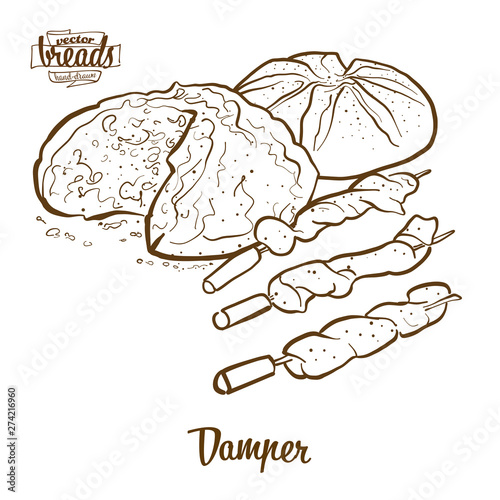 Damper bread vector drawing photo